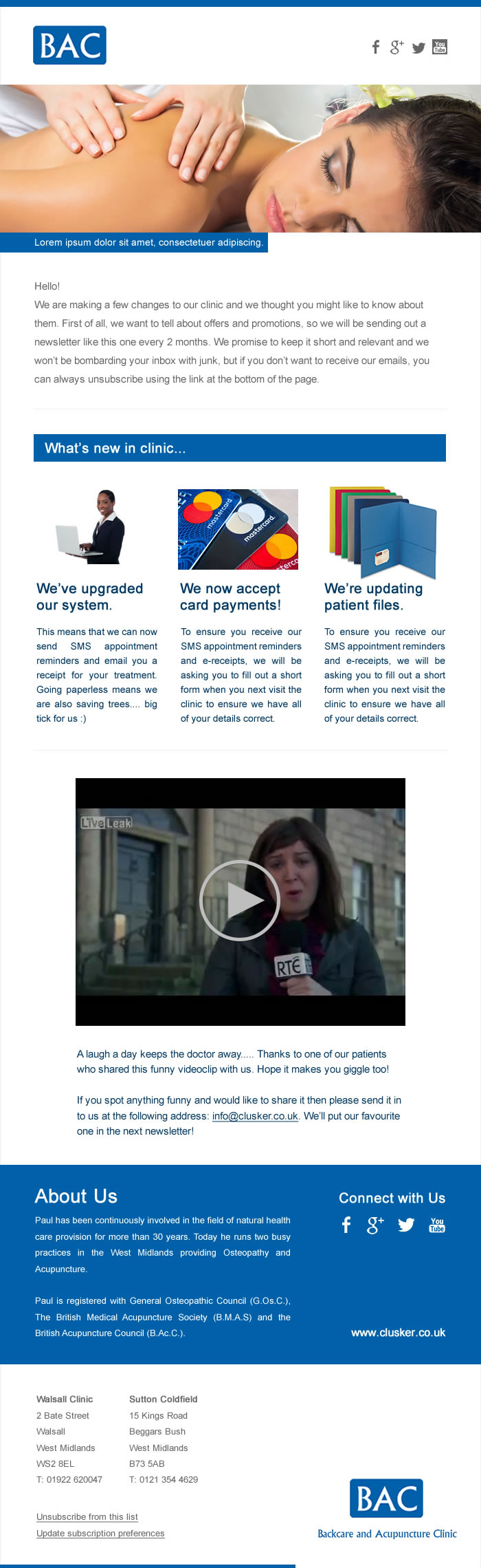 "BAC Newsletter" MailChimp Template Design