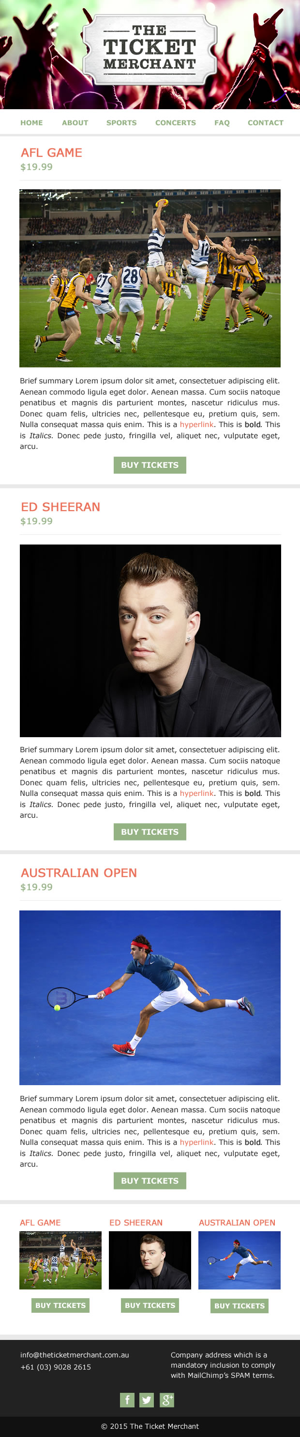 "Ticket Merchant" MailChimp Template Design