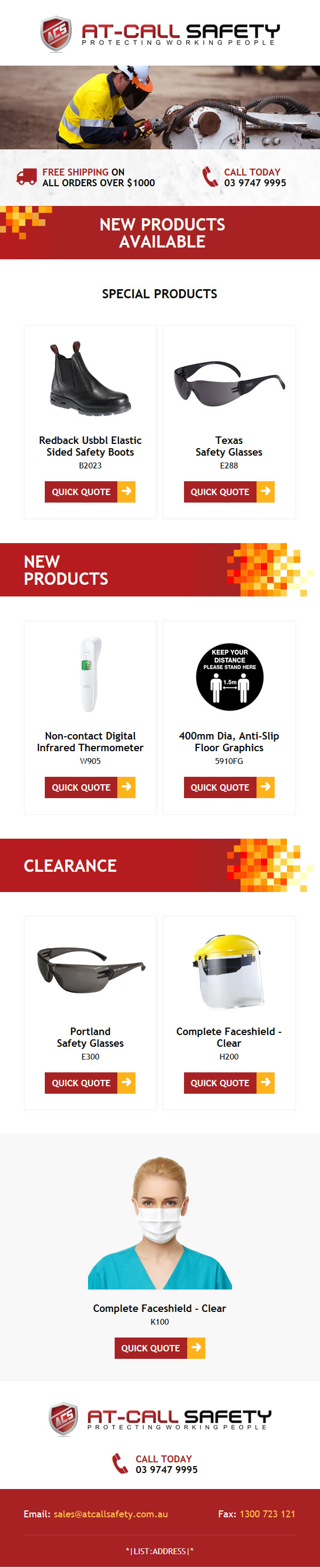 "AtCallSafety New Products" MailChimp Template Design