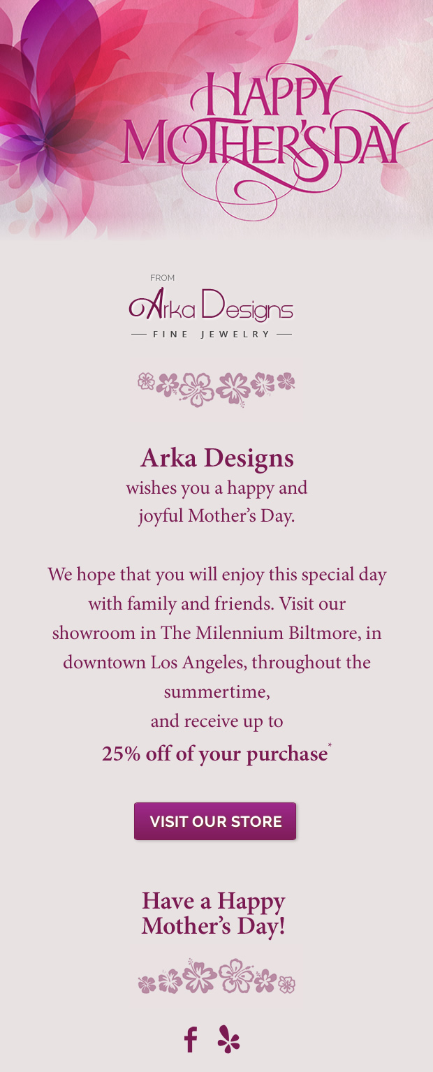 MailChimp Template design for "Arka Designs Mother's Day Announcement"