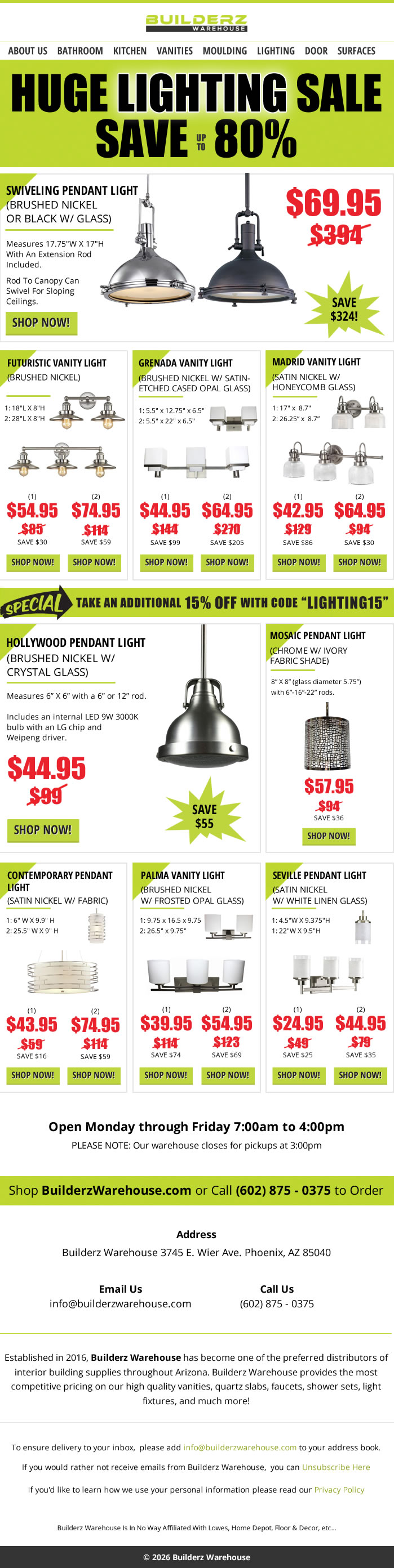 MailChimp Template design for "Builderz Warehouse Lighting Catalogue"