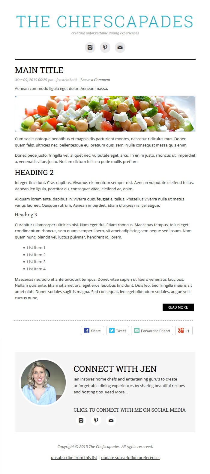 "Chefscapades Mailer" MailChimp Template Design