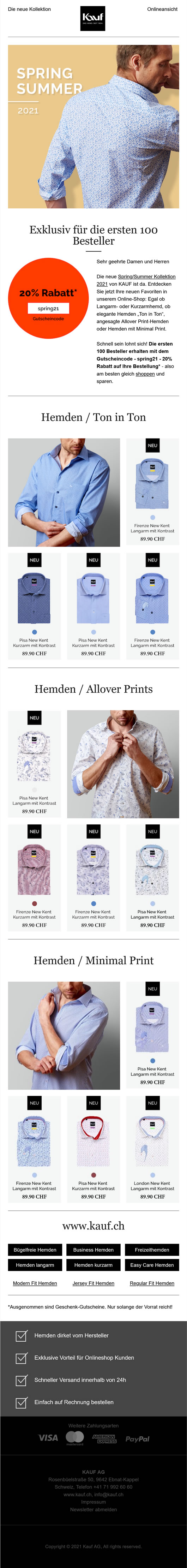 MailChimp Template design for "Kauf Spring/Summer 2021"