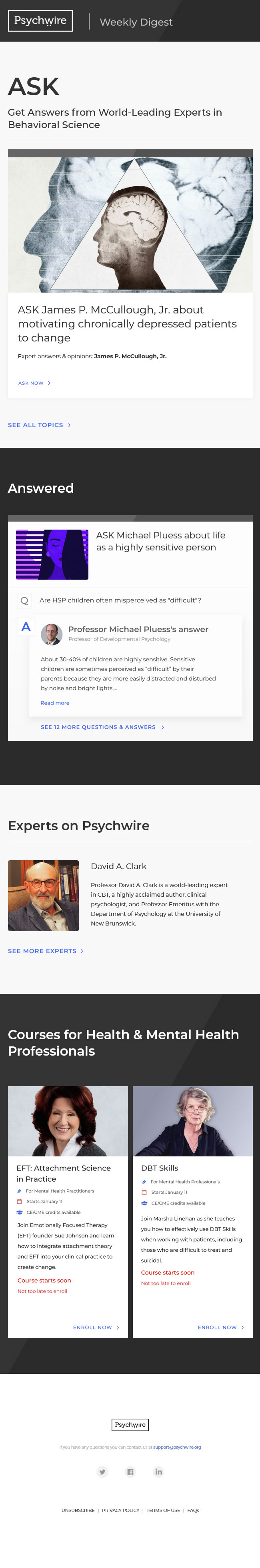 "Psychwire Weekly Digest" MailChimp Template Design