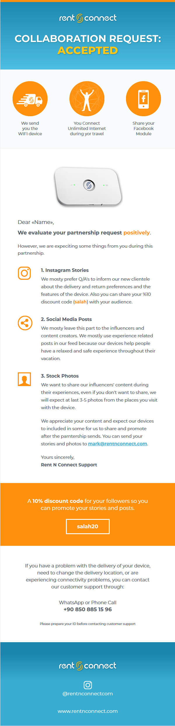 MailChimp Template design for "Rent & Connect Collaboration Request "