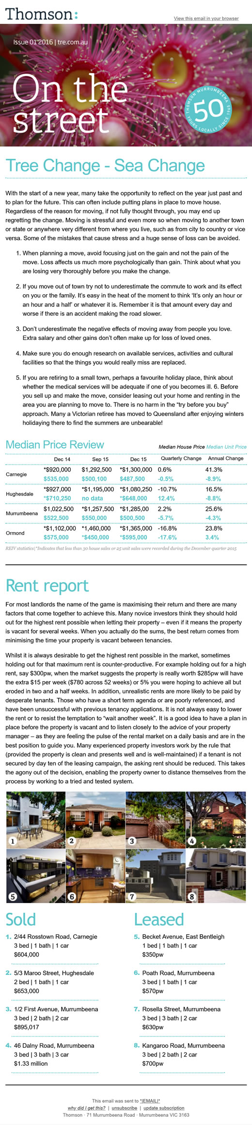 "Thomson Newsletter – 2016 – Issue 1" MailChimp Template Design