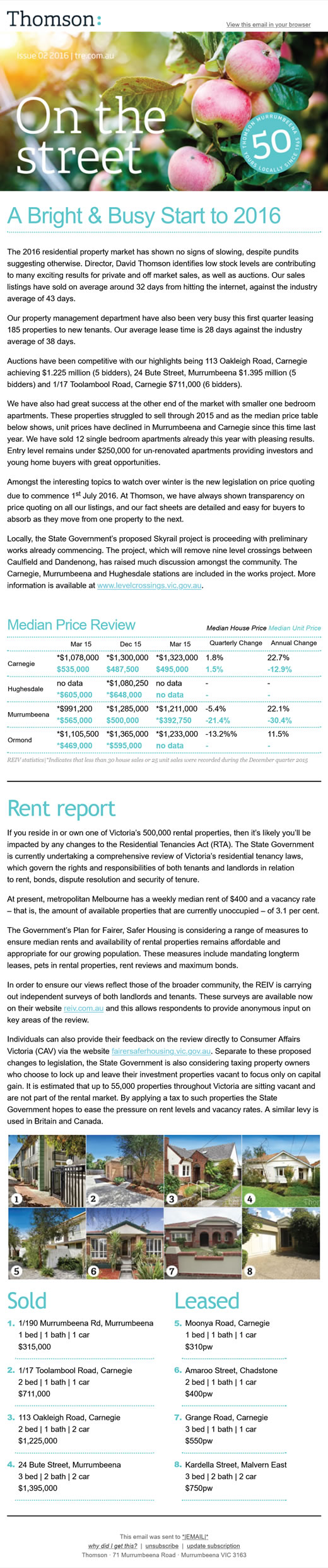 "Thomson Newsletter – 2016 – Issue 2" MailChimp Template Design