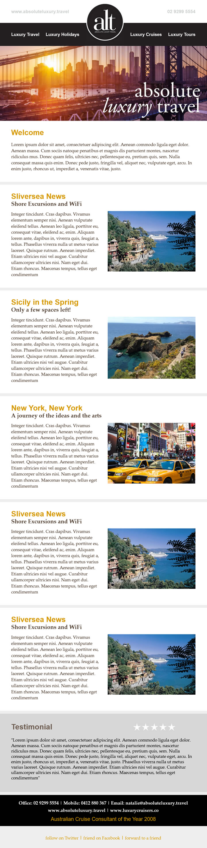 MailChimp Template design for "Absolute Luxury Travel"