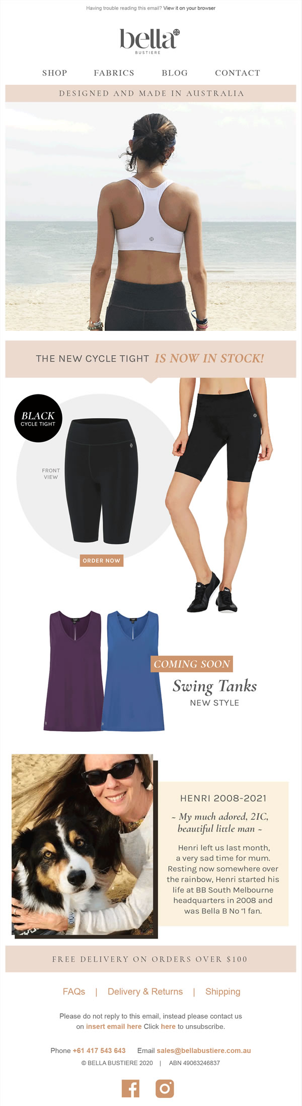 MailChimp Template design for "Bella Bustiere"