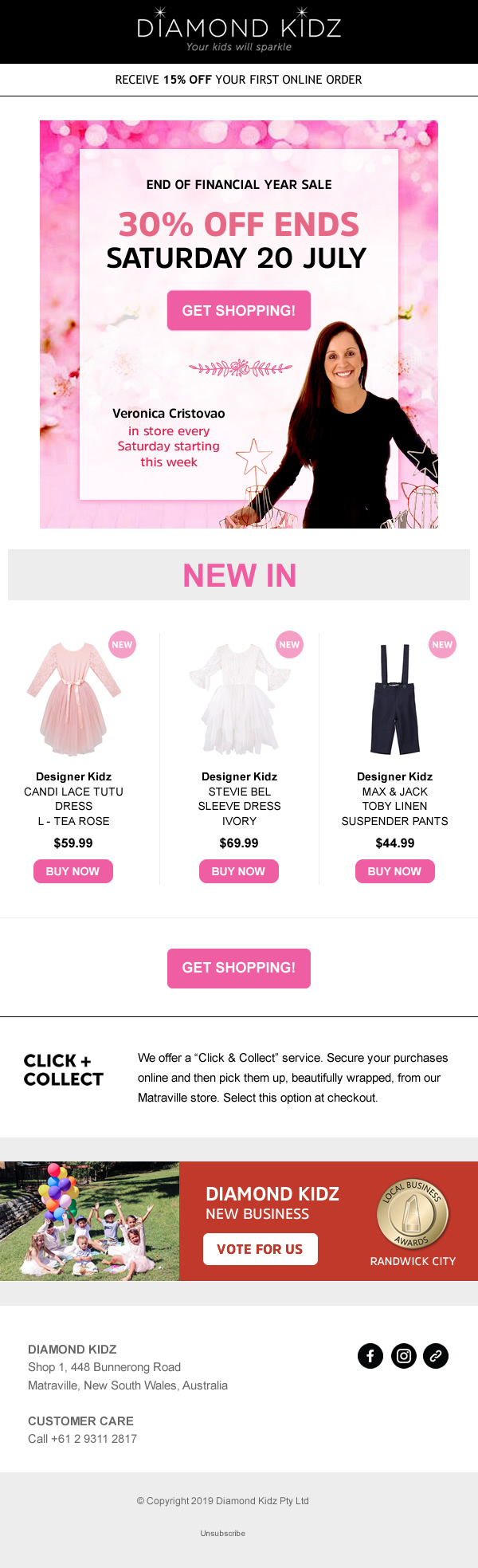 Email template design for "Diamond Kids" MailChimp Template