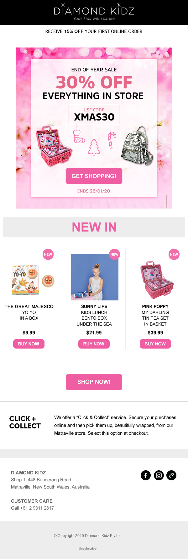 Email template design for "Diamond Kids" MailChimp Template