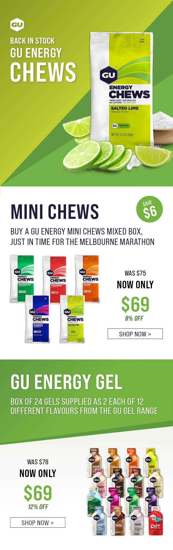 MailChimp Template design for "GU Energy Chews"