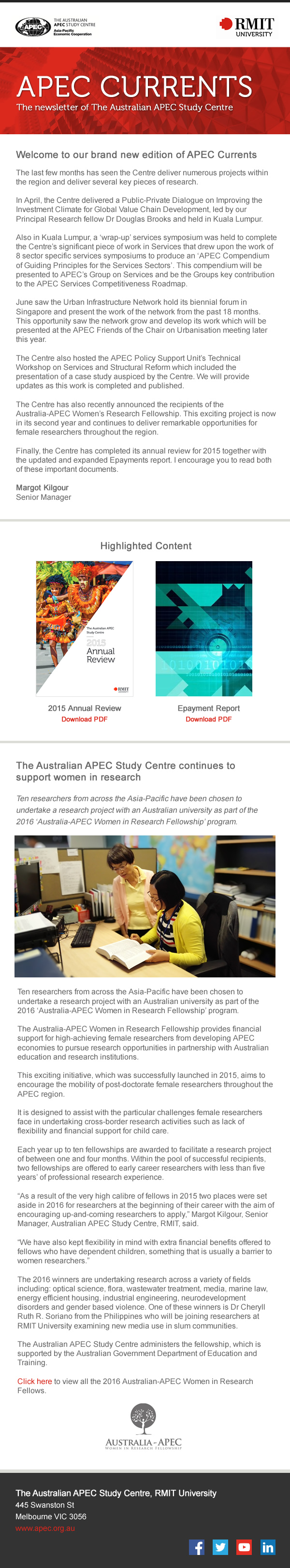 Email template design for APEC RMIT" MailChimp Template