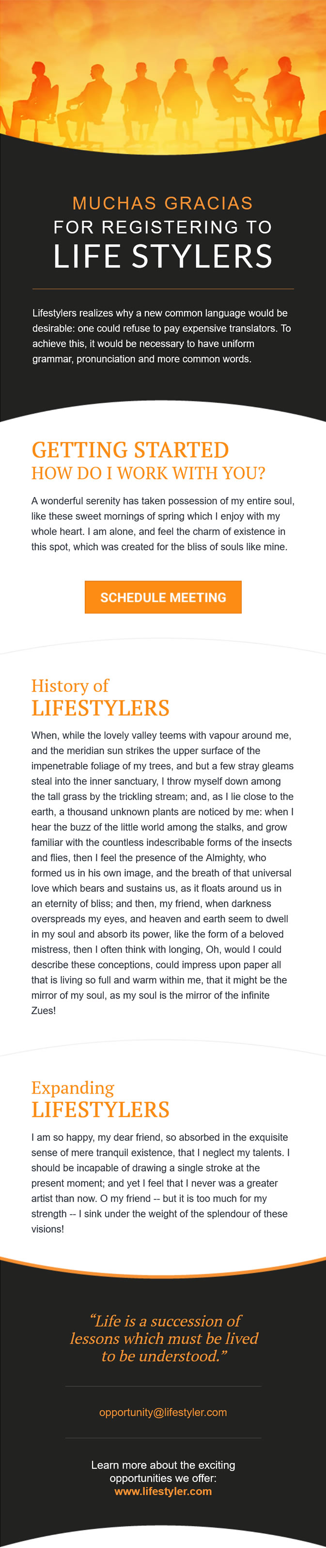 Layout of "Life Stylers" MailChimp Template