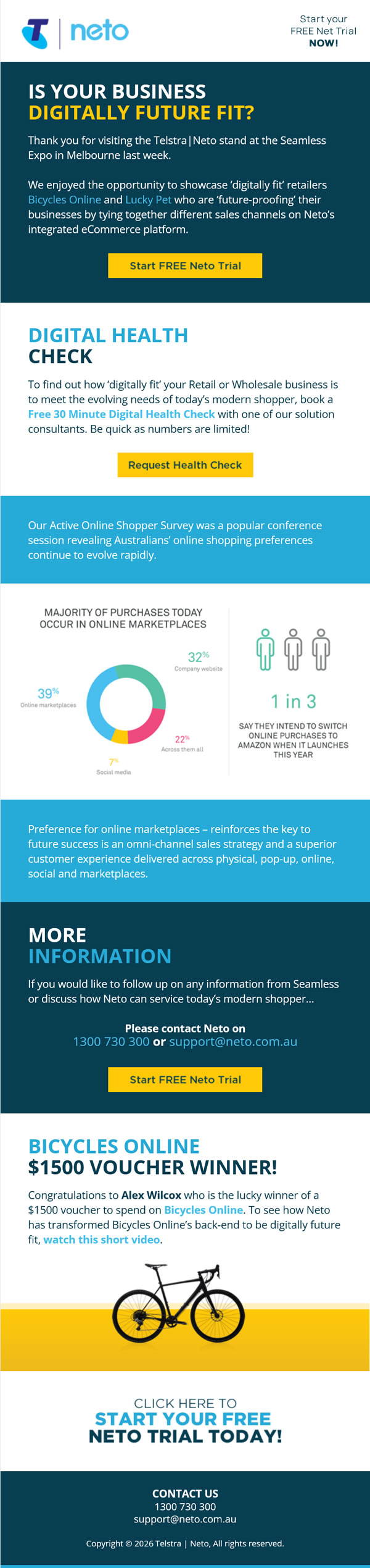 Email template design for "Telstra Neto" MailChimp Template