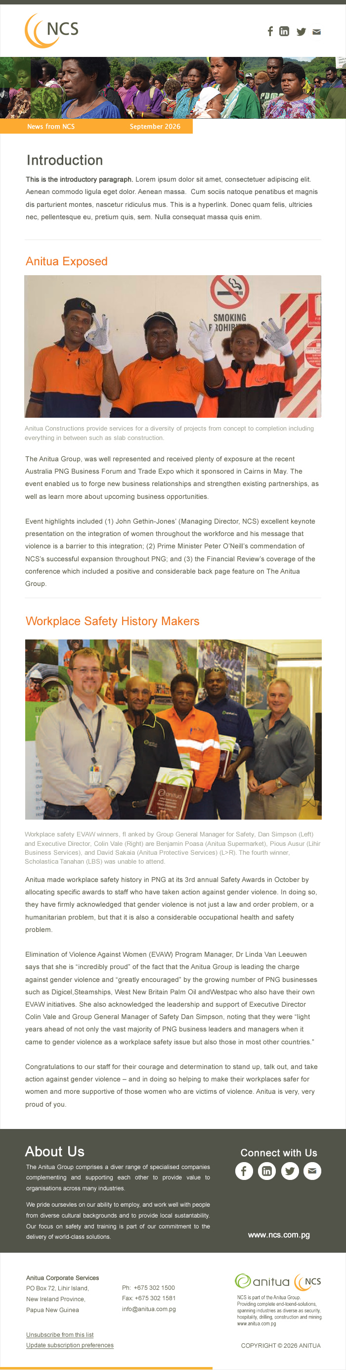 "NCS Newsletter" MailChimp Template Design